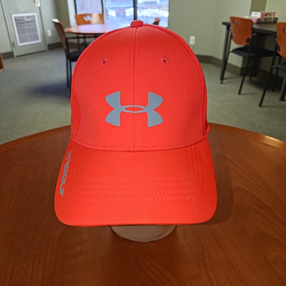 Under Armour Golf Neon Orange Fitted Logo Hat Cap L-XL